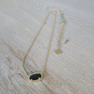 Kendra Scott Elisa Gold Pendant Necklace in Black Opaque Glass